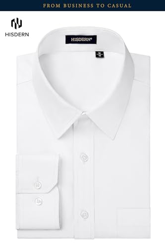 Image of HISDERN Mens Dress Shirts Long Sleeve Button Down Casual Shirts for Men Inner Contrast Formal Business Tuxedo Wedding Shirt