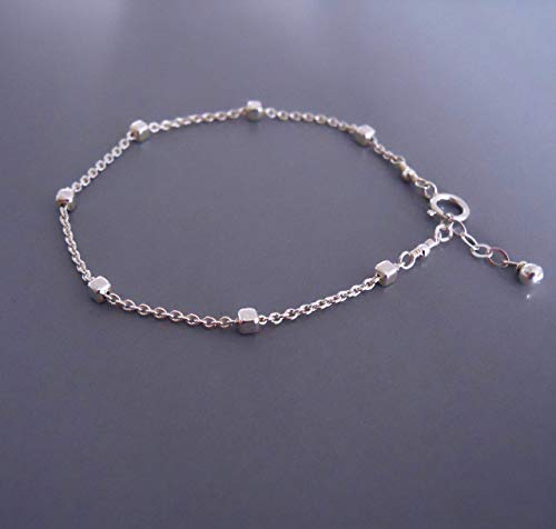 Sterling Silver Squares Satellite Chain Bracelet