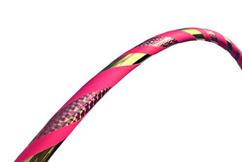 SpinMajik Beginner Exercise Hula Hoop for Fitness and Fun Made for Adults Weighted at 1 Pound (Choose Your Size and Tape Job) (Coral Prismatic, 44)