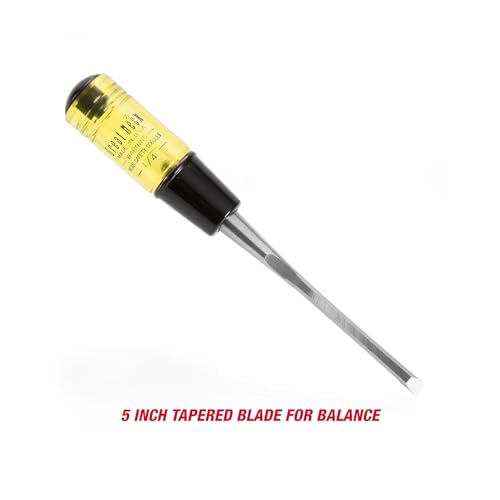 Image of GreatNeck 1 /4 in Wood Chisel for Carpentry and Joinery, 5 Inch Blade, High Carbon Steel, Steel Cap Acetate Handle, Made in USA Woodworking Tools