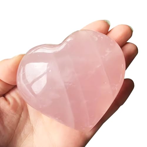 Corazón de Cuarzo Rosa, Cuarzo Rosa Piedras Naturales, Naturales Cuarzo Rosa Cristales Curativos, Piedras Preciosas Gema Forma de Corazón, para Alivia la Ansiedad, Reiki y Meditación