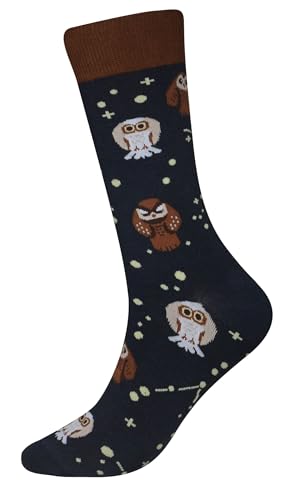 Cansok Lot de 4 paires de chaussettes fantaisie pour Homme Motif Chouette Hibou Eule Animaux – vue 5