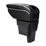 AULPHIKE Compatible with KIA K3 Apoyabrazos 2023-2025 Coche Centro de la Consola Organizador Apoyabrazos de Doble Puerta de Almacenamiento con Puertos USB（Fibra de Carbono Estilo）
