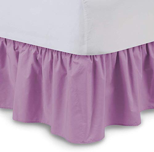 Lavender Easy Fit 600 TC Egyptian Cotton Frill Bedsheet Skirt Dust Ruffle with 15 Inch Tailored Drop-image-17