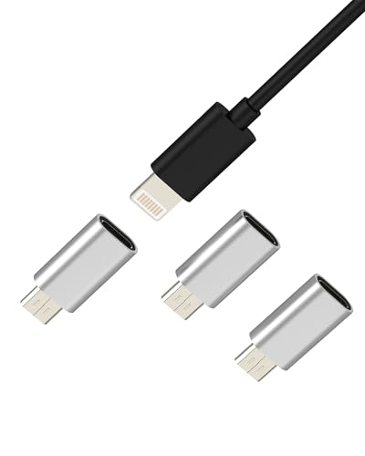 Adaptador Lightning Hembra a Micro USB Macho(3 Pack)Android Enchufe Cargador Conector para iPhone para iPad Cable Compatible Con Samsung Galaxy S6 S7 Edge+ S7 Active Note4 Convertidor Accesorios Coche
