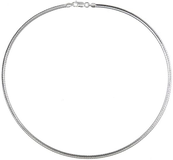 Verona Jewelers Sterling Silver Flexible Italian Flat Omega Chain Necklace for Women- 2MM 3MM Cubetto Italy Wire Chain 16 18 20