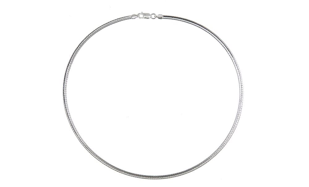 Verona Jewelers Sterling Silver Flexible Italian Flat Omega Chain Necklace for Women- 2MM 3MM Cubetto Italy Wire Chain 16 18 20