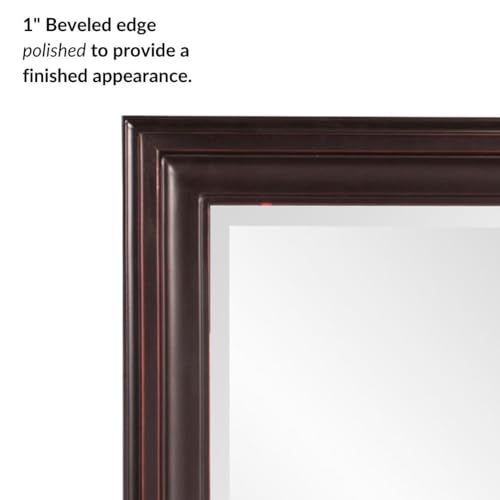 Image of Howard Elliott Collection George Rectangular Oil Rubbed Bronze Wall Mirror, Rectangle Hanging Wood Framed Vanity Mirrors for Home Decor, Living Room, Bathroom, Bedroom, or Hallway, 24 x 36 Inch