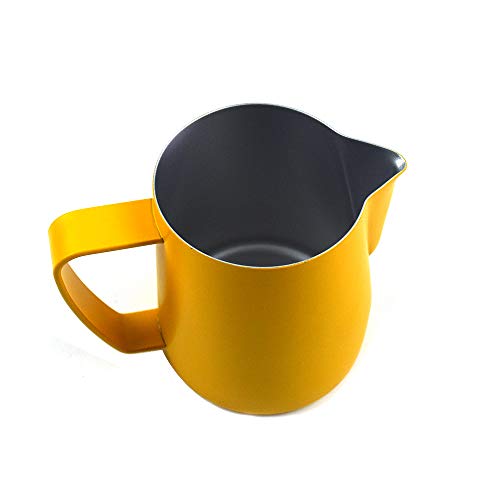 MIGHTYDUTY Stainless Steel Frothing Pitcher 12/20 oz, Milk Frothing Pitcher Jug 350 / 600ml, Espresso Steaming Pitchers for Espresso, Latte Art and Frothing Yellow 20oz - Thumbnail 3