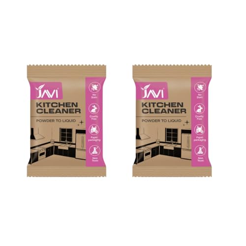 Image of JAVI Kitchen Cleaner Powder to Liquid | Eco-Friendly Grease Remover for Kitchen Surfaces | Non-Toxic, Cruelty-Free Cleaning Powder | Plastic-Free Refill Cleaner | (2 Sachet = 1 Ltr)
