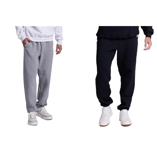 Image of Russell Athletic Men's Dri Power Fleece Elastic Bottom Sweatpants, Relaxed Fit, Moisture Wicking, with or Without Pockets