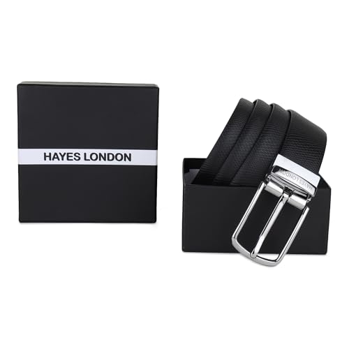 Image of HAYES LONDON Belts for Men Leather Original - Belt for Men Formal with Classic Design, Durable and Italian Reversible Men Belts for All Occasions