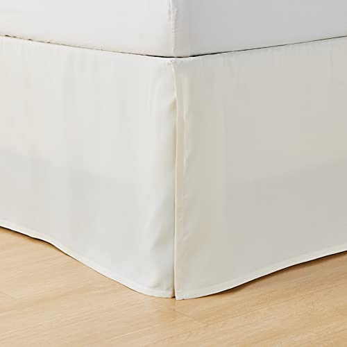 Image of Amazon Basics Lightweight Pleated Bed Skirt, Full, Off White, Machine Washable, Fade Resistant, Wrinkle Resistant