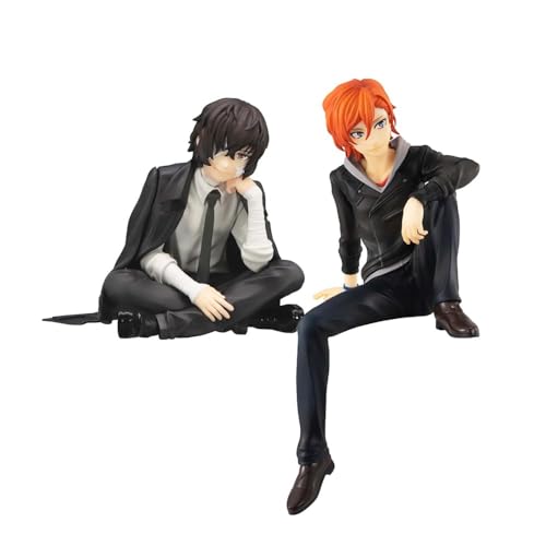 Puruuige 2PCS Nakahara Chuuya/Dazai Osamu Anime Figure Dazai Osamu Figurine Sitting Pose Character Model Desktop Decoration