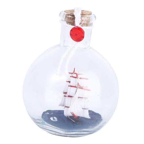GRIRIW 1pc in Bottle Ornament Ocean Decor Tablescape Decor Corks for Crafts Home Décor Mini Sailing Boat Nautical Life Ring Decor Clear Ornaments for Crafts Car Model Glass Bottle
