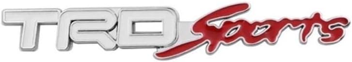(TRD Sport White RED Sticker) 13.8 x 2Cm Logo Car Bike Metal Logo Car Emblem 3D Badge Auto Racing Sport Sticker Grand Tourer Decal