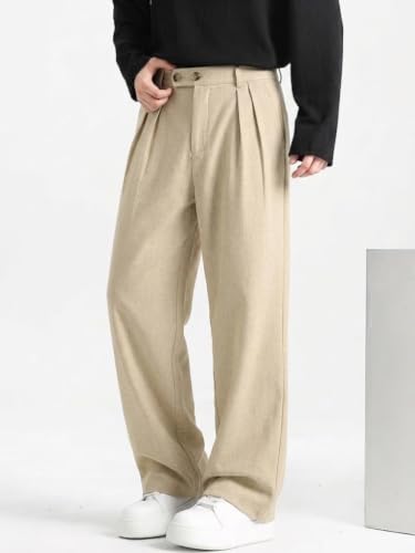 Image of Linen Pants for man | Relaxed Fit Korean Pants | Gurkha Trouser | Lower for Men | Elastic Waist Bottom wear | Straight Fit Casual Trousers | Formal Pant for Office & Wedding