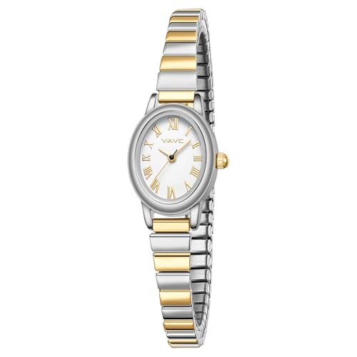 VAVC Watches for Women Analog Womens Watch with Stainless Steel Expansion Band Oval Case Roman Dial Water Resistant5.91in-6.7in