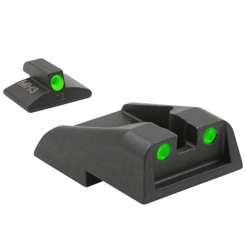 Mepro Tru-Dot tritium Night Sights Compatible with IWI Jericho 941 Baby Eagle (Post 2007, not Enhanced) Green dots Glow on Sight self Illuminated Meprolight Fixed Metal Sights