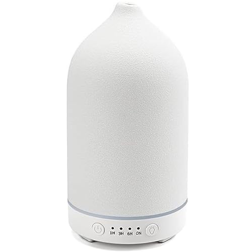 Ceramic Essential Oil Diffuser, 200ml Ultrasonic Aromatherapy Diffuser Electric Diffusers for Home, Quiet Air Diffuser Cool Mist with Timer and Auto-Off, 7 LED Light Colors for Bedroom Sleep Office