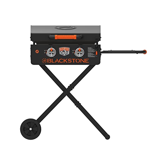 Blackstone 1935 On The Go Scissor-Leg Two Burners Gas Hood, Wheels, Side Shelf Heavy Duty Outdoor Stainless Steel Griddle For Backyard, Patio Camping, 22, Black #TOP3