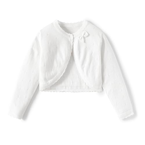 Little Girls' Knit Long Sleeve Bolero Shrug Cardigan,Toddler Girls Cotton Thin Bow Knot Shawl Lace Sweater Jacket Coat
