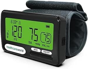 Healthcare World Upper Arm Blood Pressure Monitor – Rechargeable, Highly Accurate, Adjustable 22–42cm Cuff, Digital LCD Display, 20 Memory Groups, Auto Inflation, Home BP Monitor for Seniors