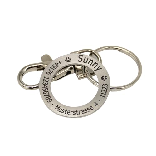 WIENS3D Hundemarke Personalisiert mit Gravur Donut mit Name - 30mm - Namensschild für Hund - Dog Tag - Anhänger Marke für Hunde - mit Symbolauswahl - Tiermarke für Hunde, Katzen & Welpen