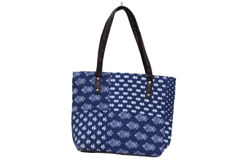 Image of P S Traders Online Women's Ladies Traditional Ikkat Cotton 5 Pieces Combo Western Bag Color Blue