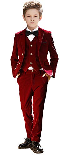 Suits for Kids Boy Velvet Suit 5 Pieces Outfit Set Formal Tuxedo Slim Dresswear Burgundy Size 5 Suits for Kids Boy Velvet Suit 5 Pieces Outfit Set Formal Tuxedo Slim Dresswear Burgundy Size 5