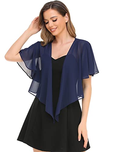 Image of Womens Shrug Chiffon Shawl Wraps Open Front Tie Top Cardigan for Evening Dress