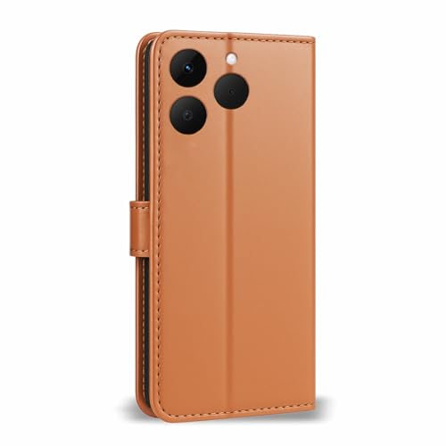 Image of AIBEX Shock Proof Flip Compatible for Realme 15T 5G Flip Cover Leather Finish | Inside TPU with Card Pockets | Wallet Stand | Complete Protection Flip Case- Brown