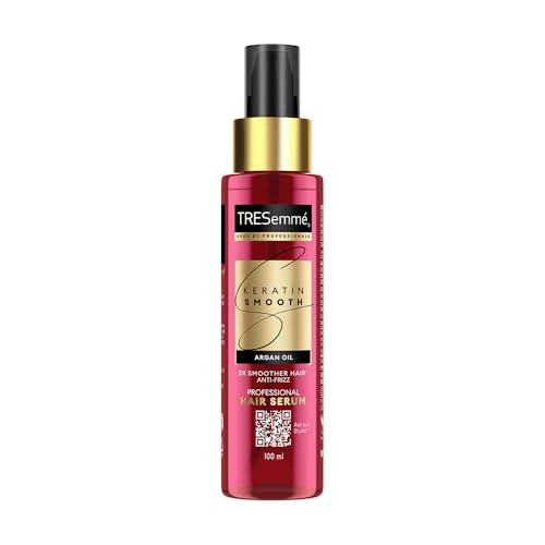TRESemme Keratin Smooth Serum 100ml With Keratin Protein and Argan Oil | Salon-Like Smooth Hair | Up To 48H Frizz Control