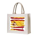 WBQLSL Bolsa de lona estampada con la bandera de España | Bolsa de almacenamiento ligera perfecta para la playa, picnics y compras diarias