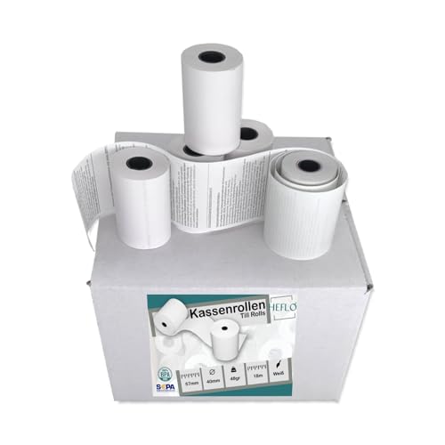 Kassenrollen 57 mm x 40 mm x 12 mm Kern, Ø 39 mm, 18 m lang, BPA frei, SEPA Lastschrifttext für EC-Cash Bonrollen/Thermorollen 48g z. B. für Ingenico iCT220, Verifone, Worldline u.v.m.(50)