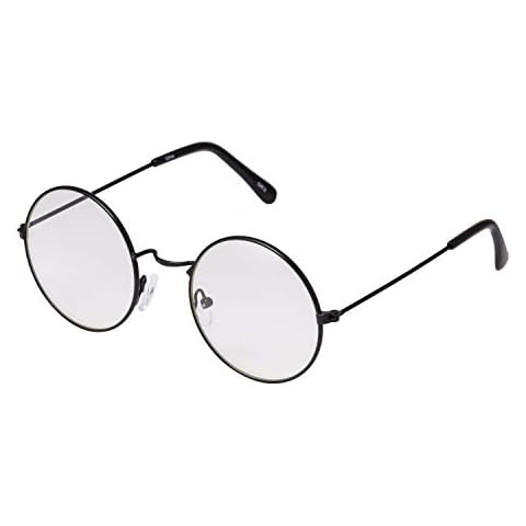 Childrens Wizard Glasses Costume Glasses Black Round Glasses Metal Rimmed Kids Classic Frames Clear Lens Boys Girls Fancy Dress World Book Day Geek Novelty Glasses Nerds Fake Glasses for Kids Cosplay Cover