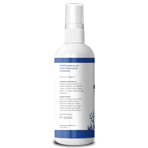 Flohnix Spray – Floh und Zeckenschutz für Hunde - Fellpflege Spray zur Unterstützung der Parasitenabwehr – Ohne Chemie – Für Fell, Umgebung & Liegeplätze – Flohschutz für Katze und Hund - 100 ml