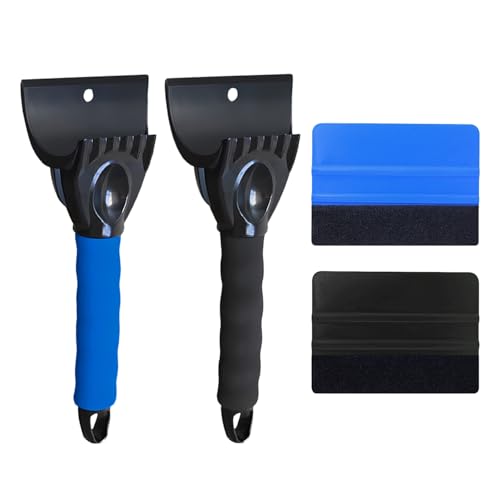 2 Rascadores De Hielo para Coche Y 2 Rascadores para Coche, Herramientas De Limpieza De Nieve De Invierno, Palas Antideslizantes, Accesorios De Herramientas para Coche