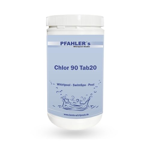 Whirlpool Chlortabletten 1kg langsam löslich 20g Tabs Pool Chlor 90 20 zur Dauerchlorung für alle Wasserhärten Made in Germany ideal für AquaFinesse