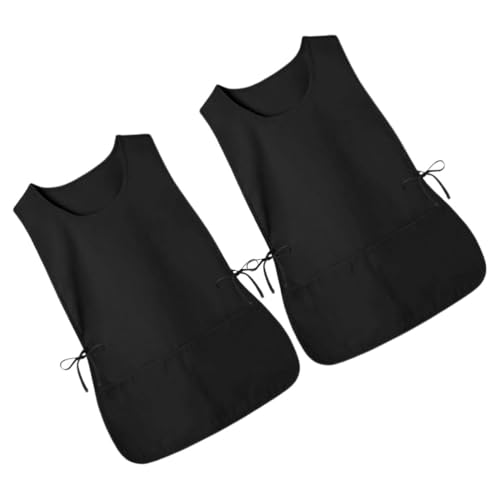 Tablier de travail multipoche noir en polyester avec gilet réglable unisexe