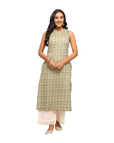 Image of FIORRA Womens Cotton Regular Fit Floral Printed A-Line Kurta