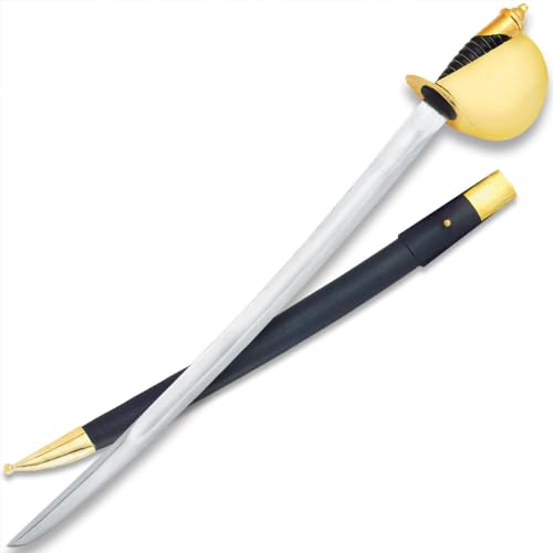 K Exclusive 1860 US Navy Cutlass Sword | Leather-Wrapped Cast Metal Sheath | High Carbon 25.5
