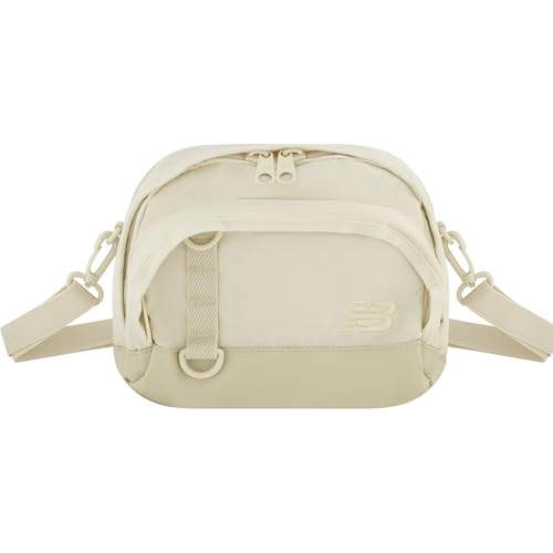 New Balance Sling Bag, Large Athletic Shoulder Handbag for Men and Women, Off White, One Size