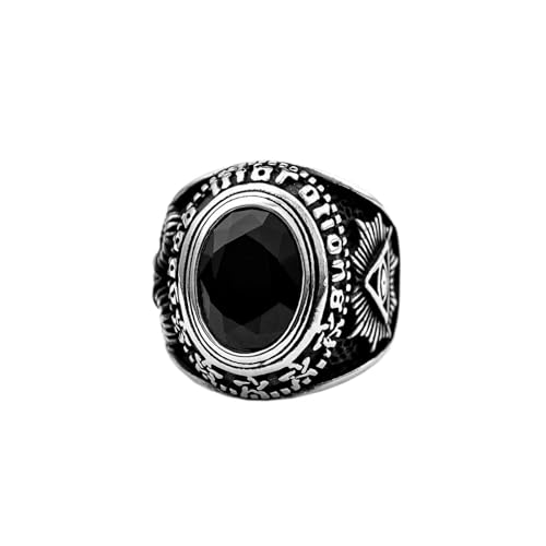 Bague gothique en pierre noire aux finitions ciselées vintage de prestige