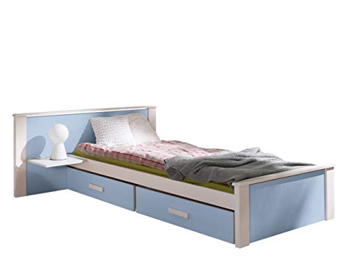 Mirjan24 Aldo Plus - Cama infantil juvenil con 2 cajones y mesita de noche, color a elegir, cama cómoda de madera de pino, habitación juvenil moderna