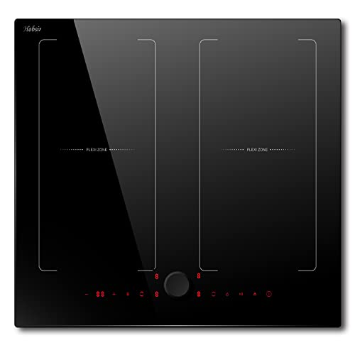 Hobsir hob Induction Hob 4 Zones Electric Hob with Magnetic Knob Control, 60cm Built in Cooktop with Flex Zone, Timer, Keeping Warm, Pause Function, Child Lock, 7200W