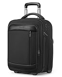 Vancropak Carry on Luggage with Wheels, Multi-functional Airline Approved Underseat Carry-On Rolling Suitcase, 15.6' Lightweight Overnight Weekender Bag Travel Business Roller for Men Women, Black