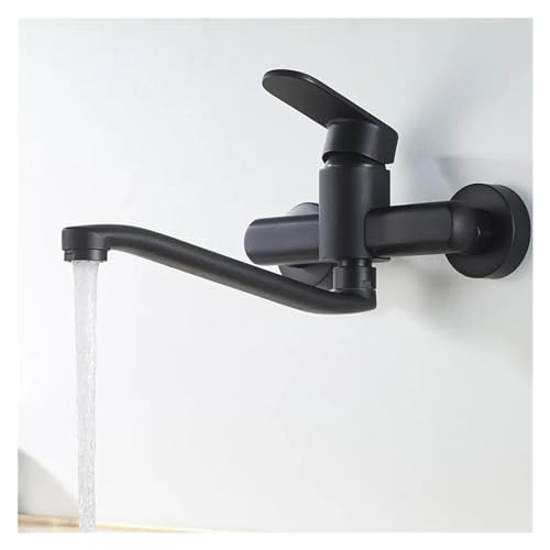 Grifo de lavabo de pared negro con diseño elegante para cocina moderna 3