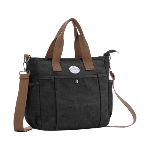 Image of HUA ANGEL Canvas Everyday Tote Bags for Women Medium Crossbody Purses Handbags with Multiple Pockets for Work Travel Beach