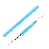 Portable Stainless Steel Acne Blackhead Removal Needle with Silicone Cover (Blue)
